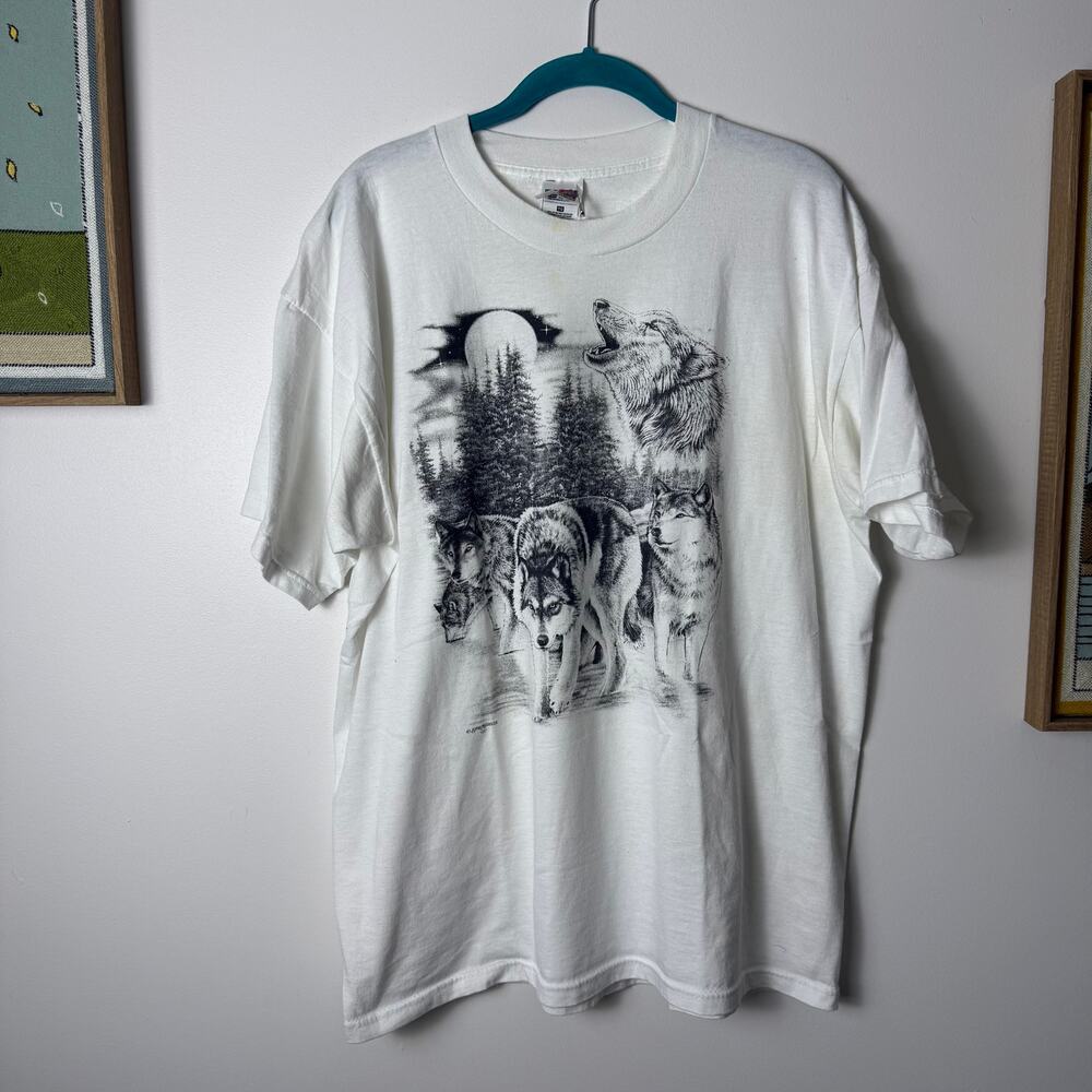 Vintage Fruit Of The Loom Y2K Wolf Tee Shirt Xl - Picture 8 of 10